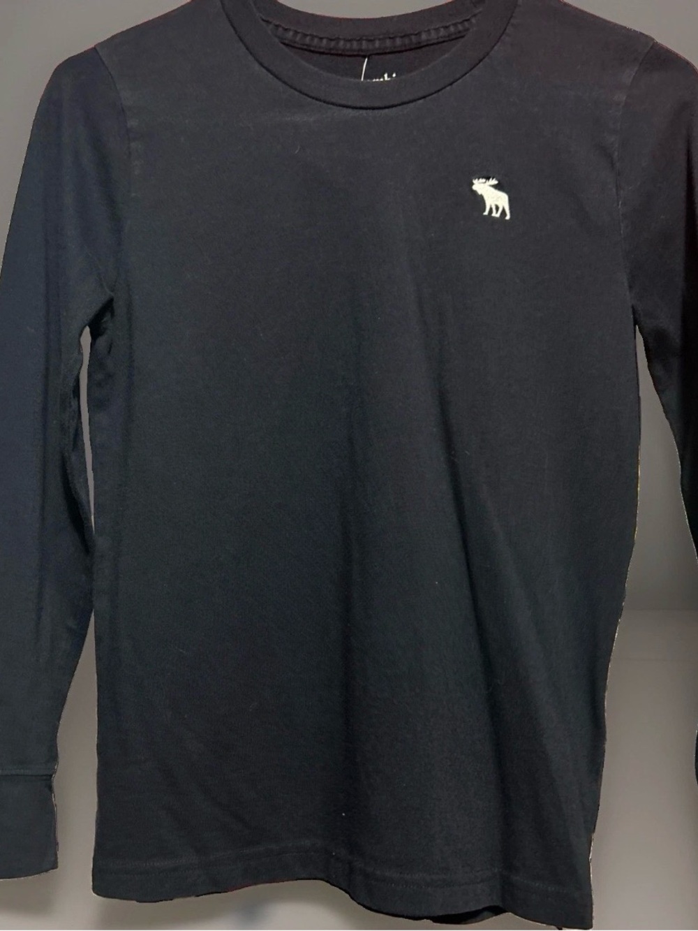 Abercrombie Kids Black Long-Sleeve Tee with White Moose Logo
